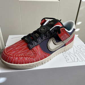 Nike By You Mens Dunk Lo N7 Sneakers Red Purple DJ3210-991 Leather Low 11 New